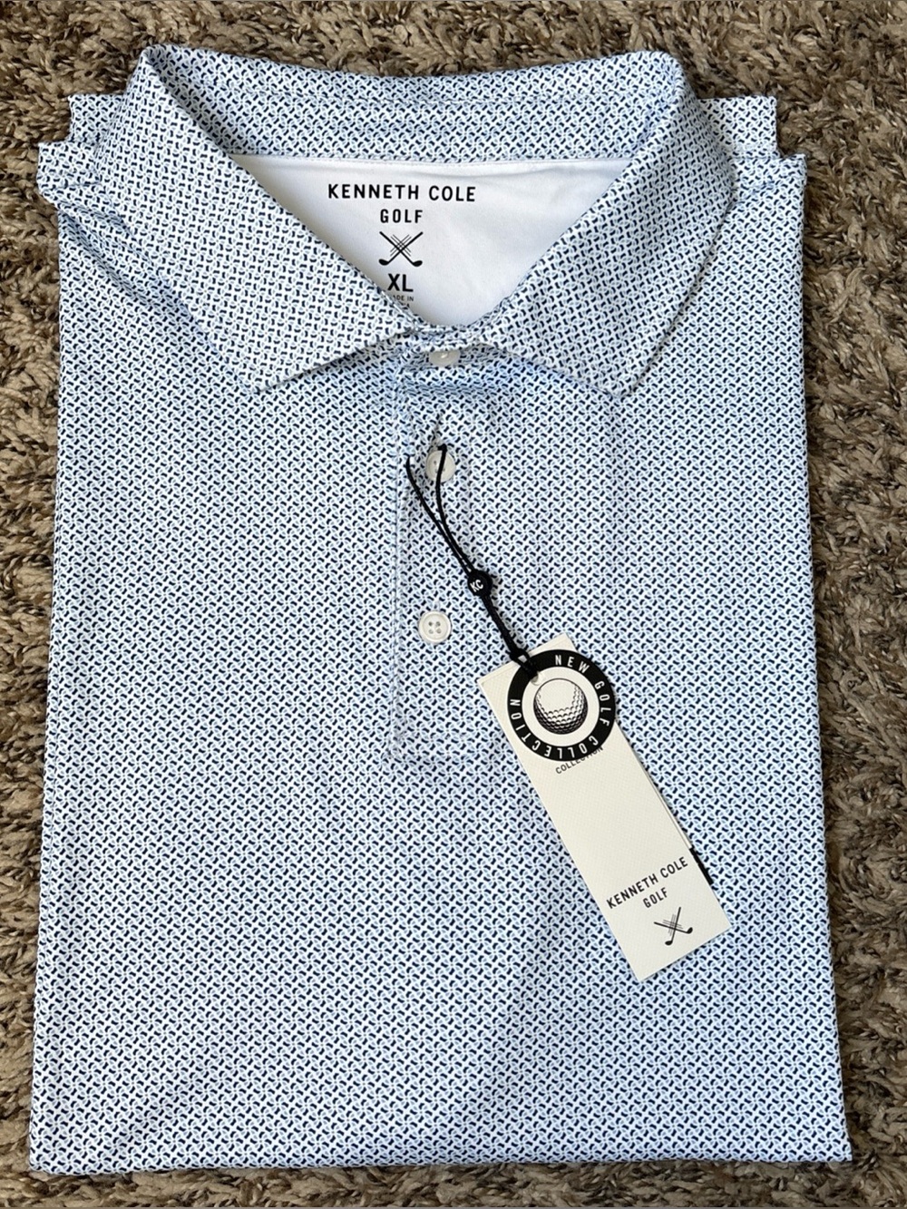 Kenneth Cole Golf Men’s Light Blue Printed Polo Shirt